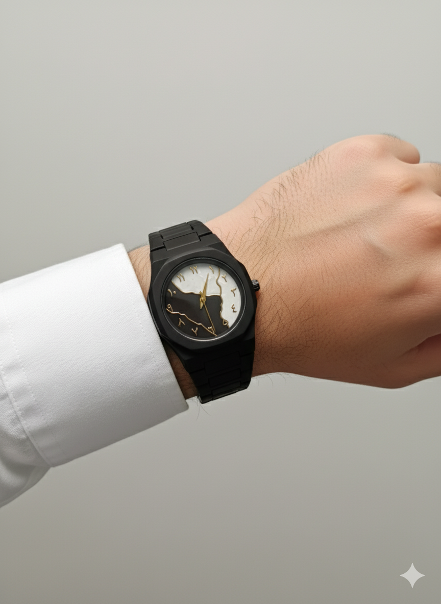 Black Aura Watch – Arabic Dial Double Colour